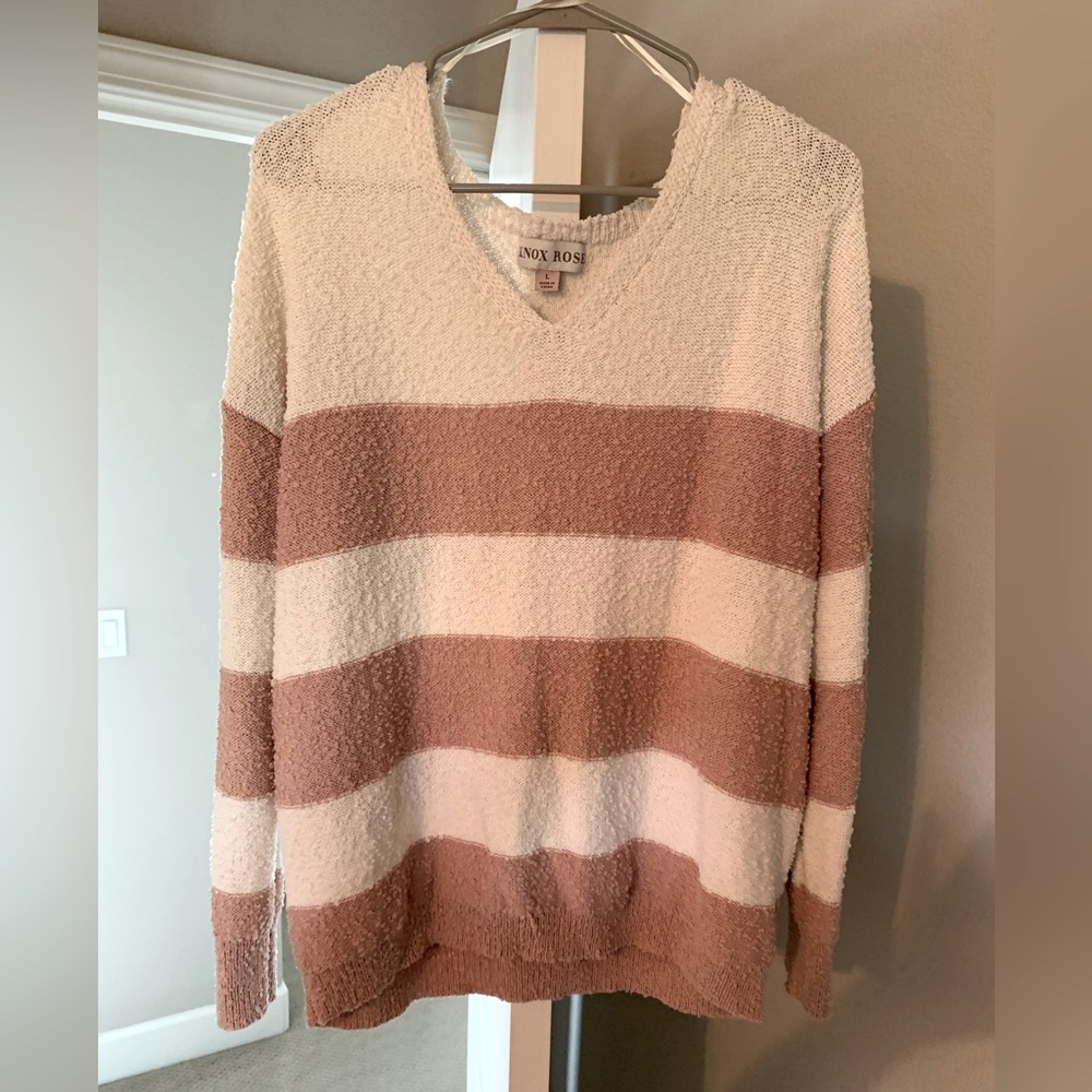 Pink and white sweater size large